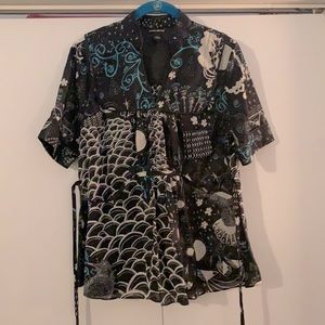 Lucky Brand abstract nature top, size L